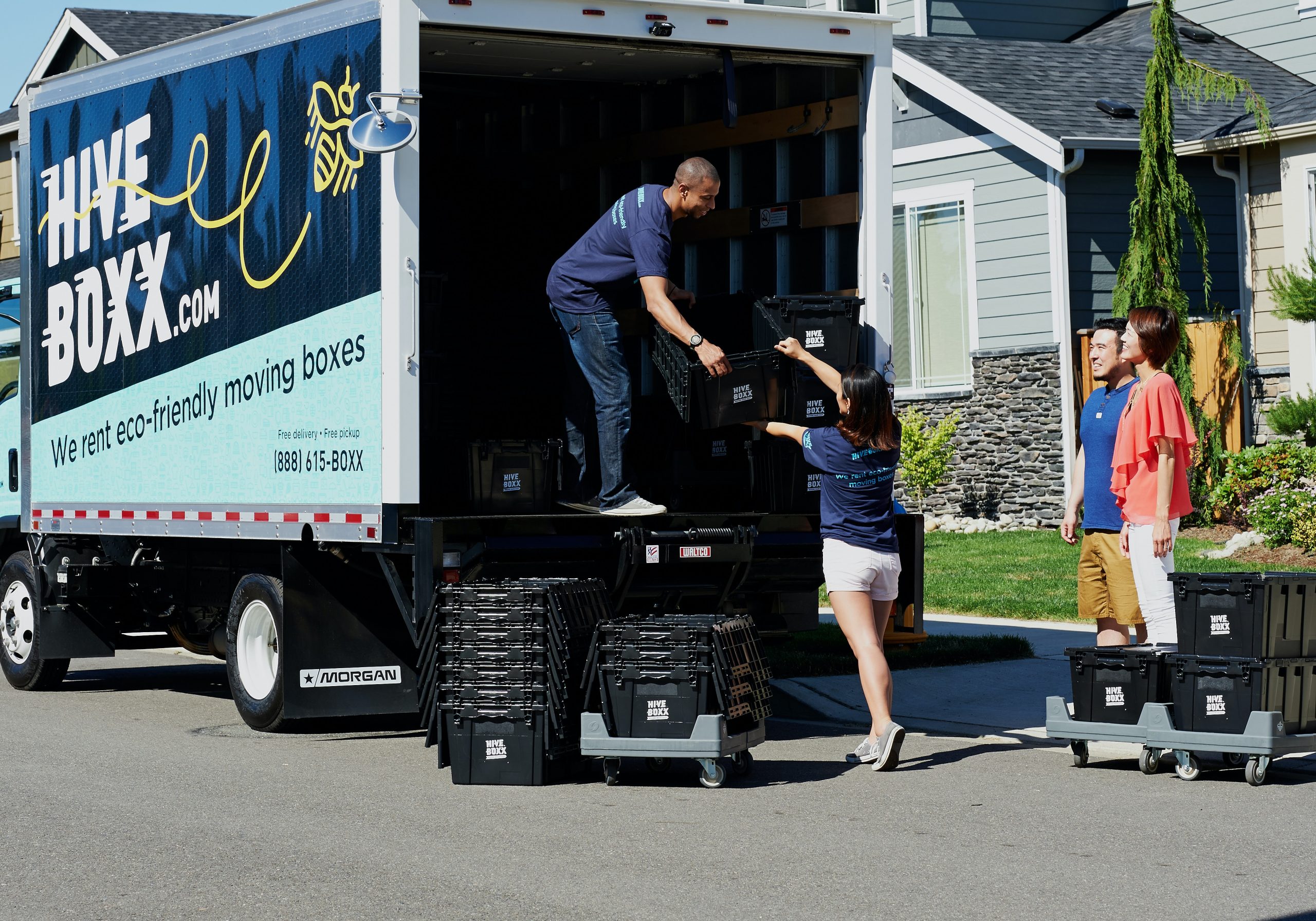 Boxes being loaded into a moving truck